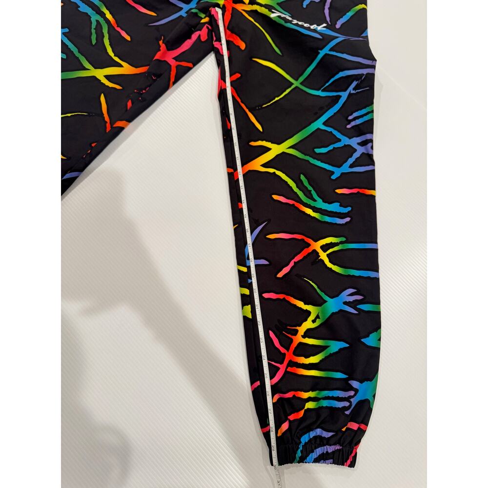 STAYCOOLNYC Electric Beach Rainbow Windbreaker Jogger Pant Black Small Festival - Picture 7 of 16